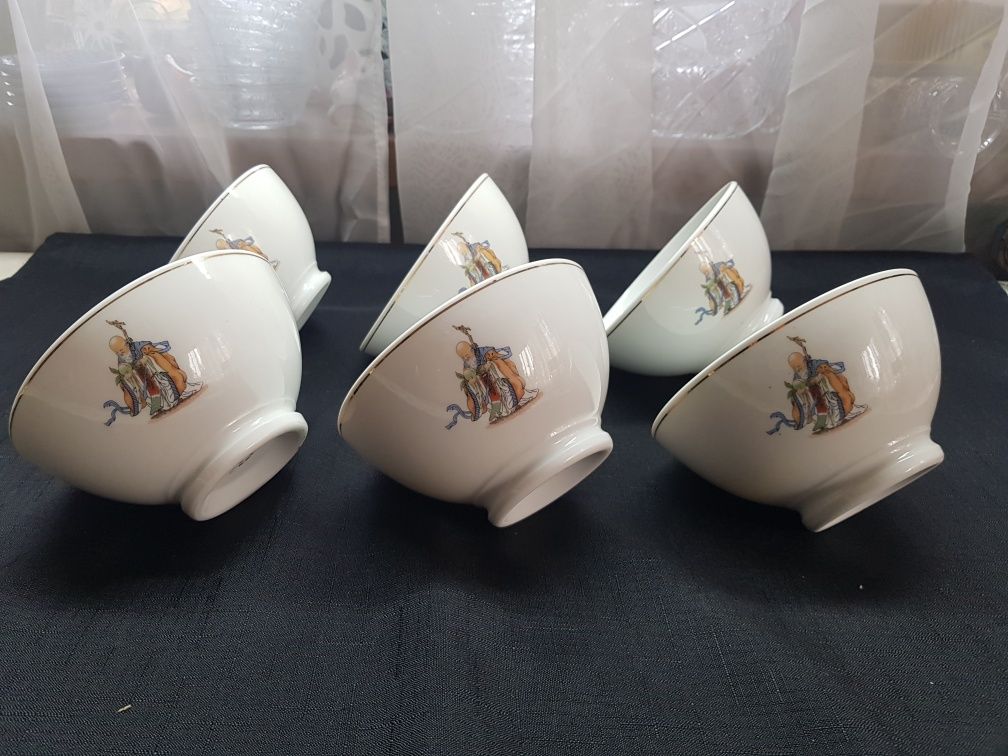 Komplet 6 miseczek , Mandaryn 1950, stara chińska porcelana Vintage