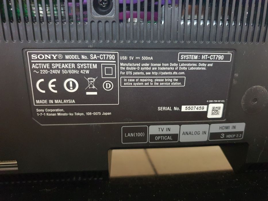SONY Soundbar HT CT 790 Bluetooth