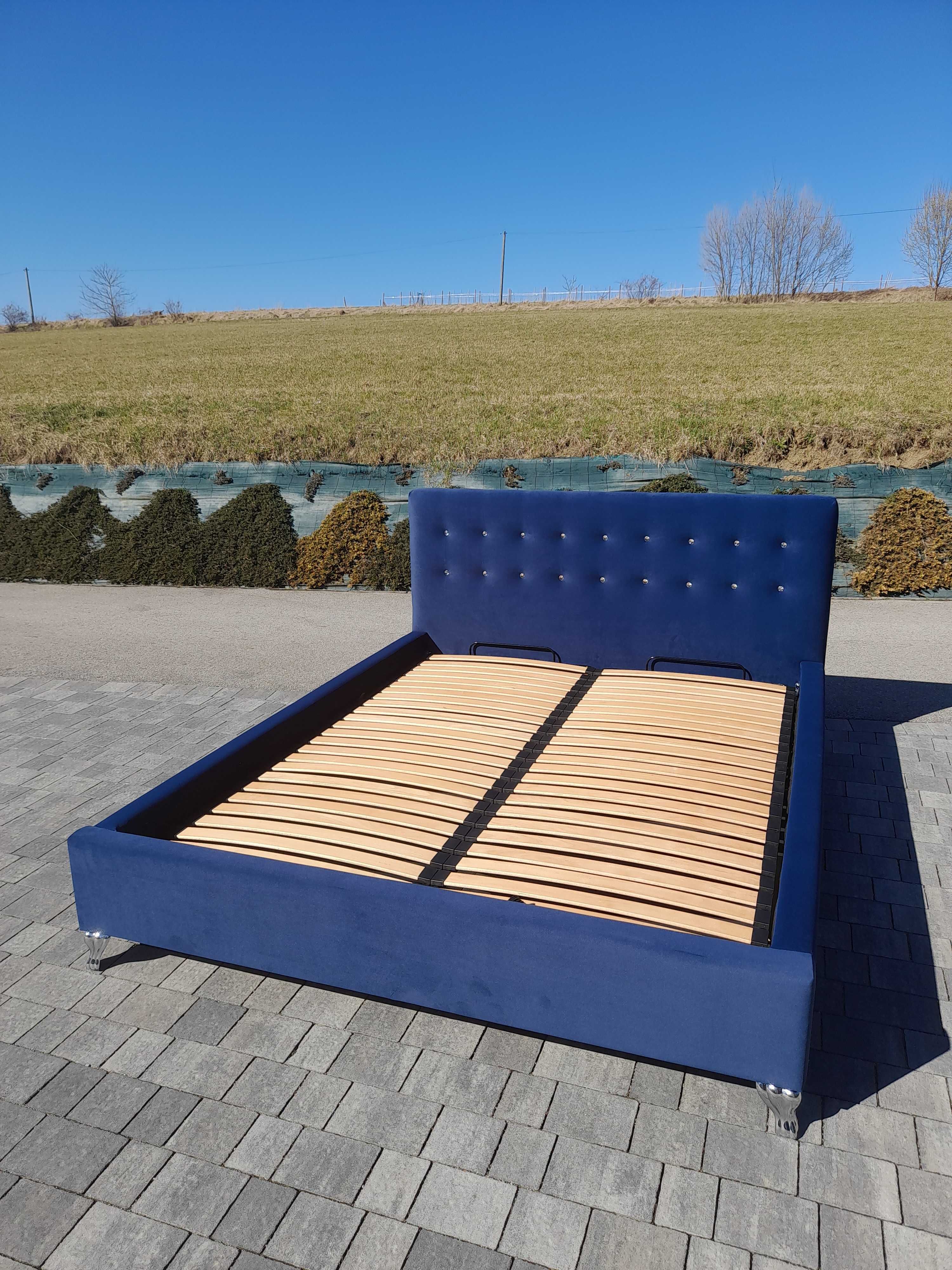 Łóżko JAK NOWE 3 kolory tapicerowane MATT Velvet stelaż 160x200 pojemn