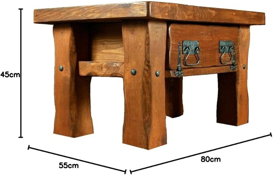 Stolik kawowy rustykalny loft unikatowy, lite drewno, vintage z kufra