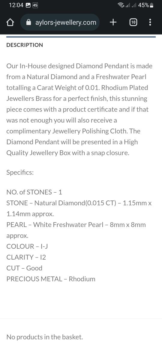 Diamond and freshwater pearl pendant cttw 0.01