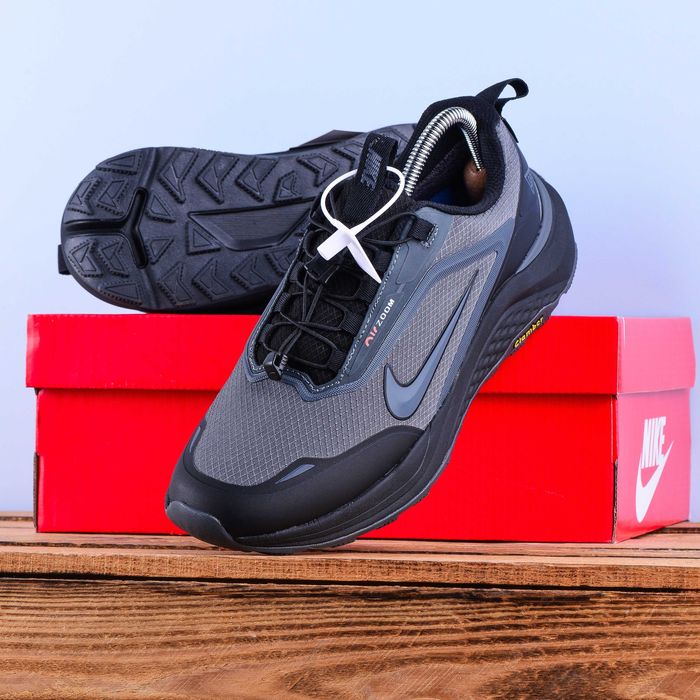 (2132) Термо Зимові Чоловічі Кросівки Nike Air Zoom сірий з чорним