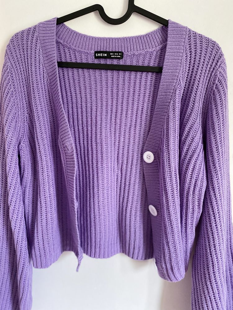 Sweter kardigan nowy S liliowy