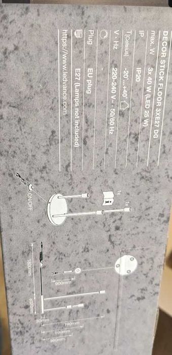 Lampa potrójna stojąca Ledvance 78cm, gwint E27, nieużywana