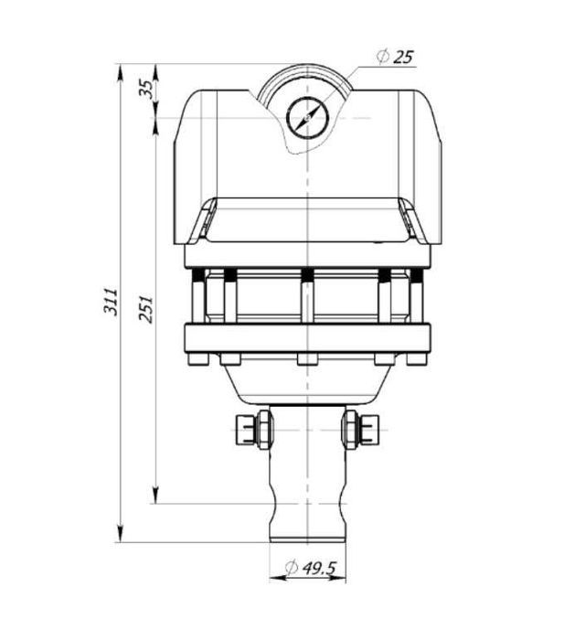 Rotator hydrauliczny 3T / trzpień / wysoka osłona przewodów / obrót