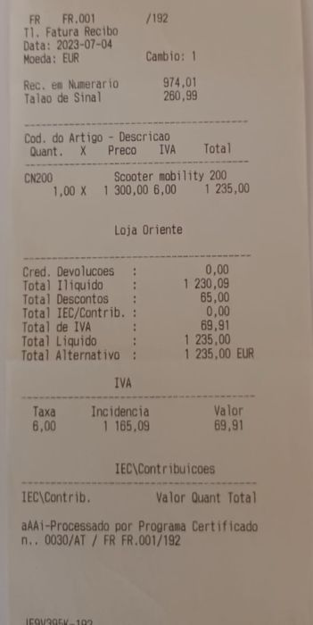 Scooter eléctrica de mobilidade reduzida