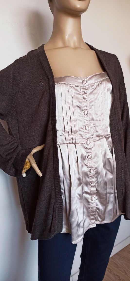 Sg Sweter damski 48 , Brązowy sweter 48 wraz z bluzką