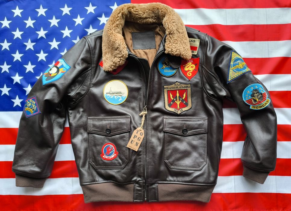 Kurtka pilotka skórzana Top Gun L 1986 brązowa skóra naturalna USN