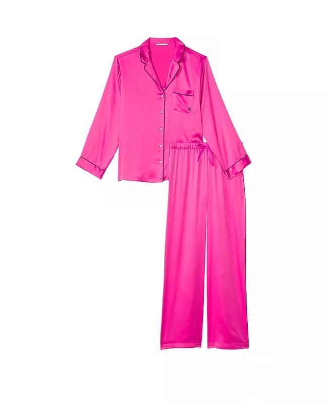 Сатинова піжама victoria’s secret satin long pj set