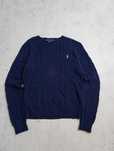 Polo Ralph Lauren sweter warkocz Cable kit granatowy S damski oldmoney