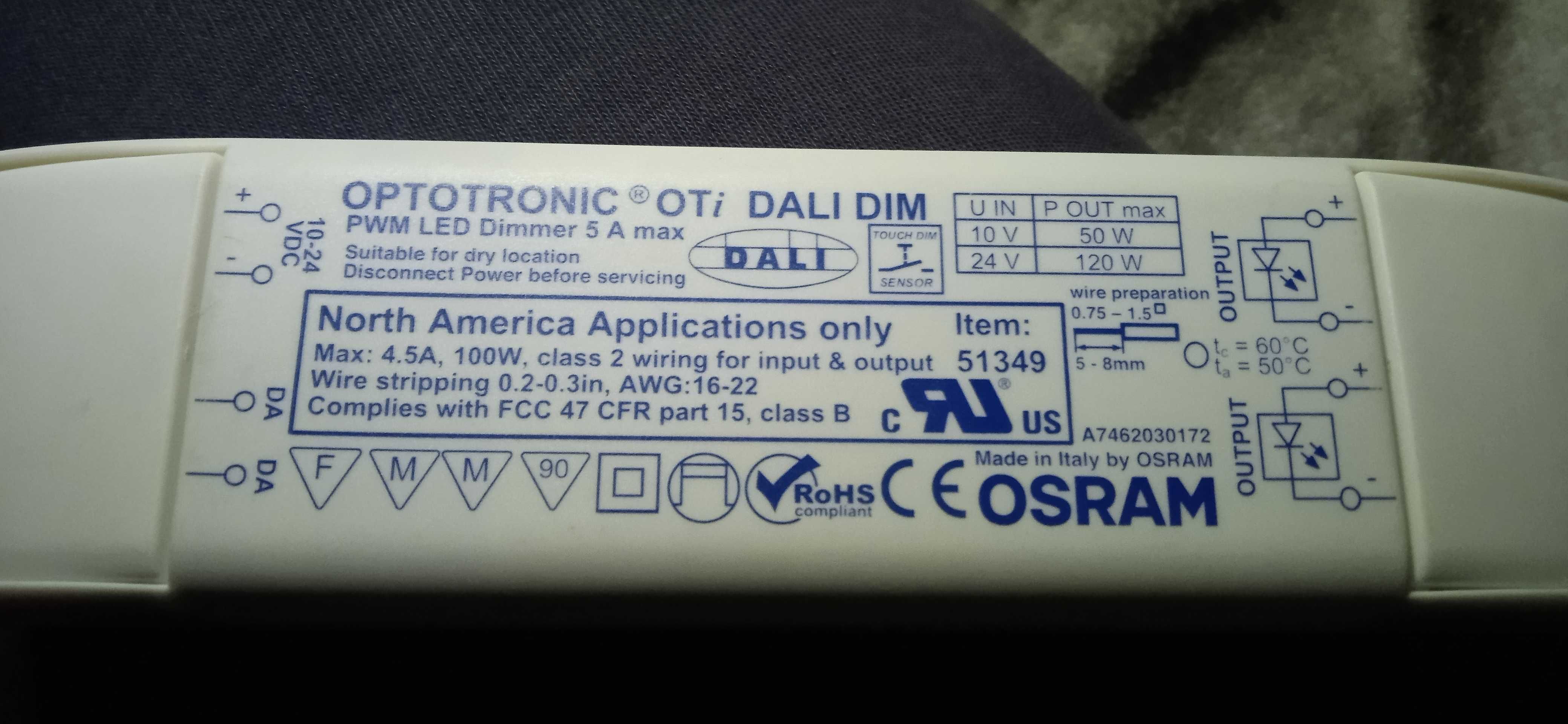 Zasilacz, sterownik Osram OT DIM PWM LED 5A max