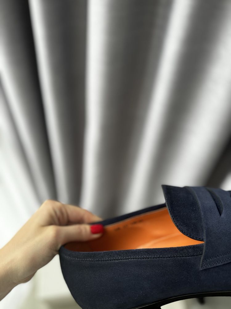 Замшевые туфли-лоферы Santoni ОРИГИНАЛ