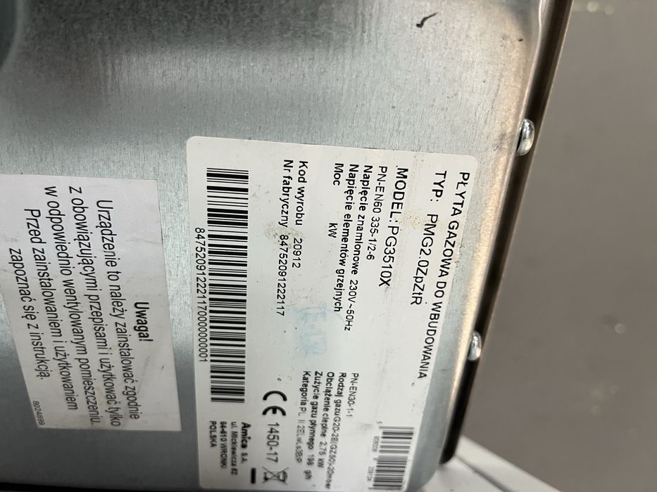 Płyta Amica gazowa dwupalnikowa |12msc |BD stan |Dowóz