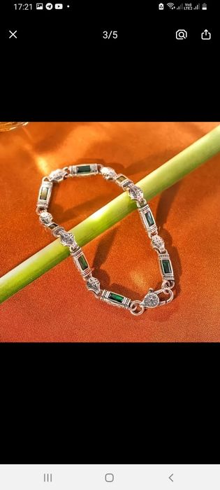 Браслет мужской серебро стерлинг с изумрудомру