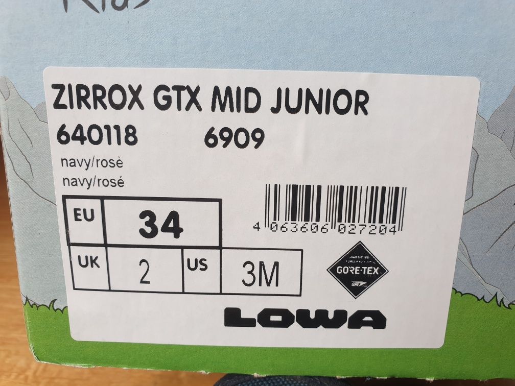 Buty trekkingowe dziewczęce LOWA Zirrox GTX MID Junior Gore-Tex