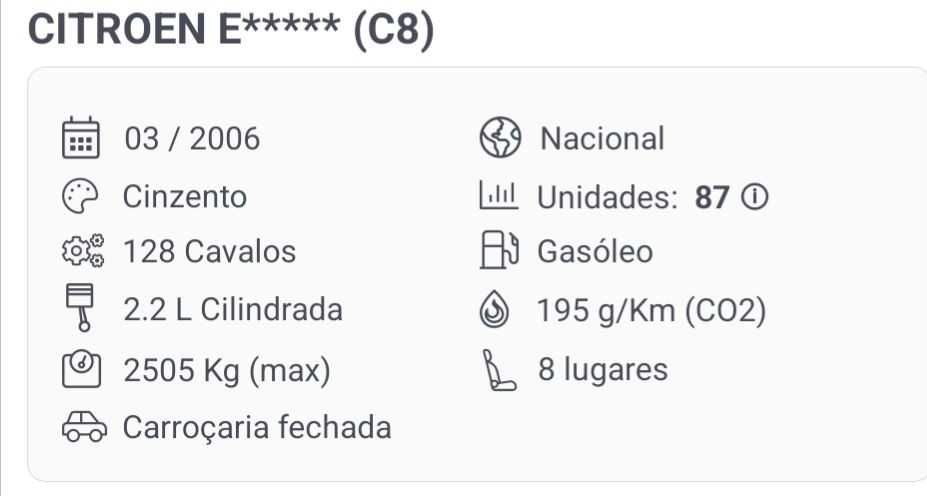 Citroen C8, 8 lugares, 2.2L, 230ml kms, 2006