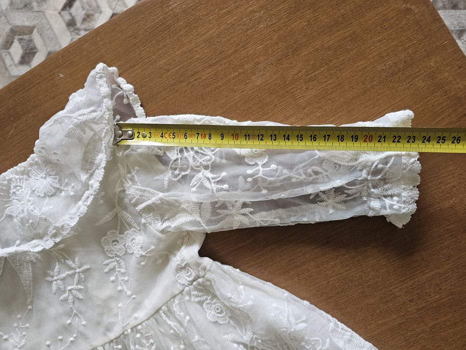 Sukienka sukieneczka chrzciny z kołnierzem biała haft wyjściowa rozm.