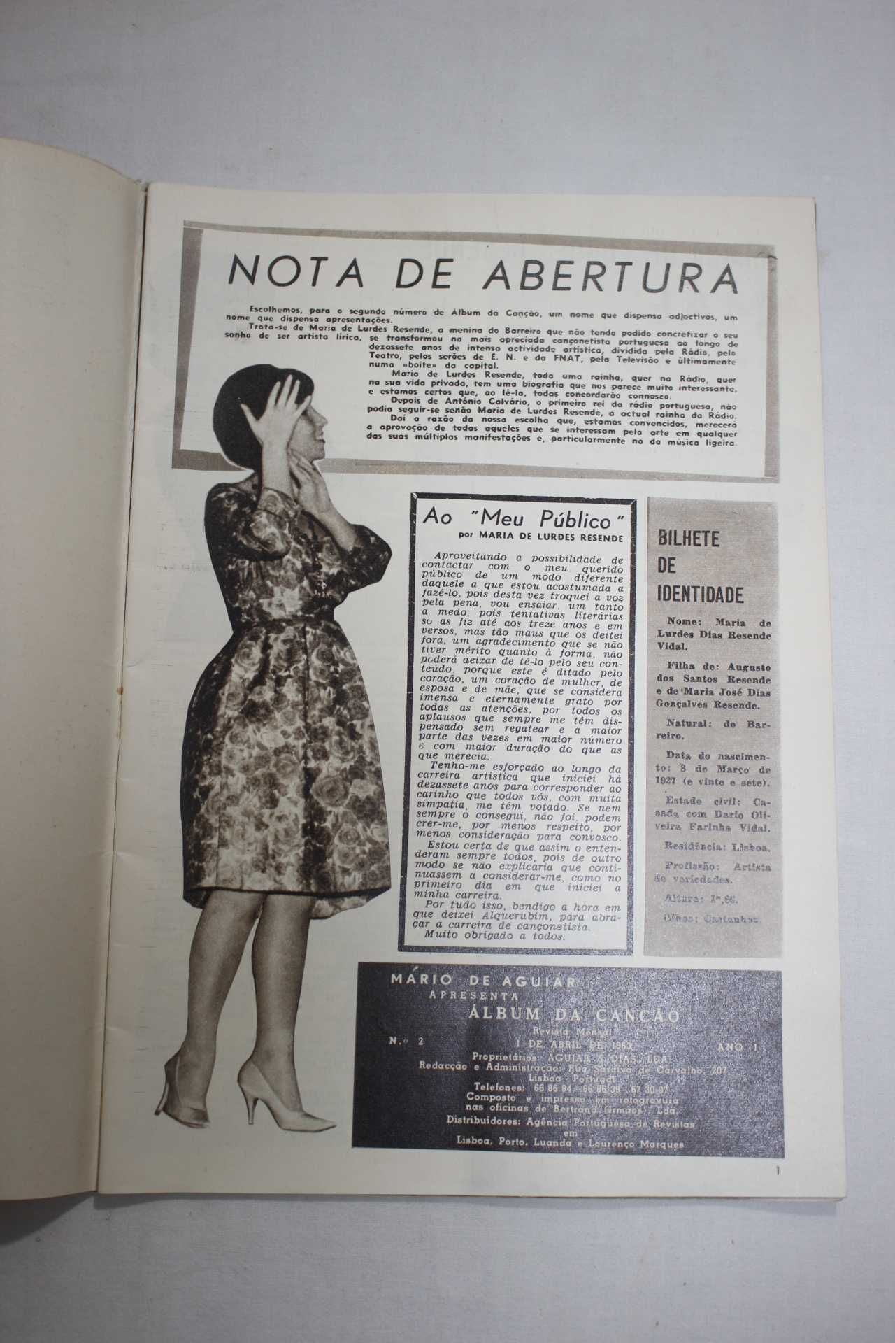 Revista - Album Canção Nº2 - Maria de Lurdes Resende - 1963