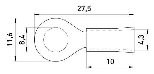 Izolowana końcówka oczkowa 0.5-1.5 mm2 czarne 100szt