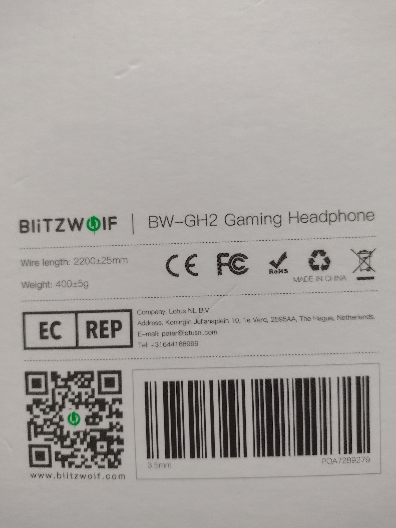 Headphone novo Blitzwolf