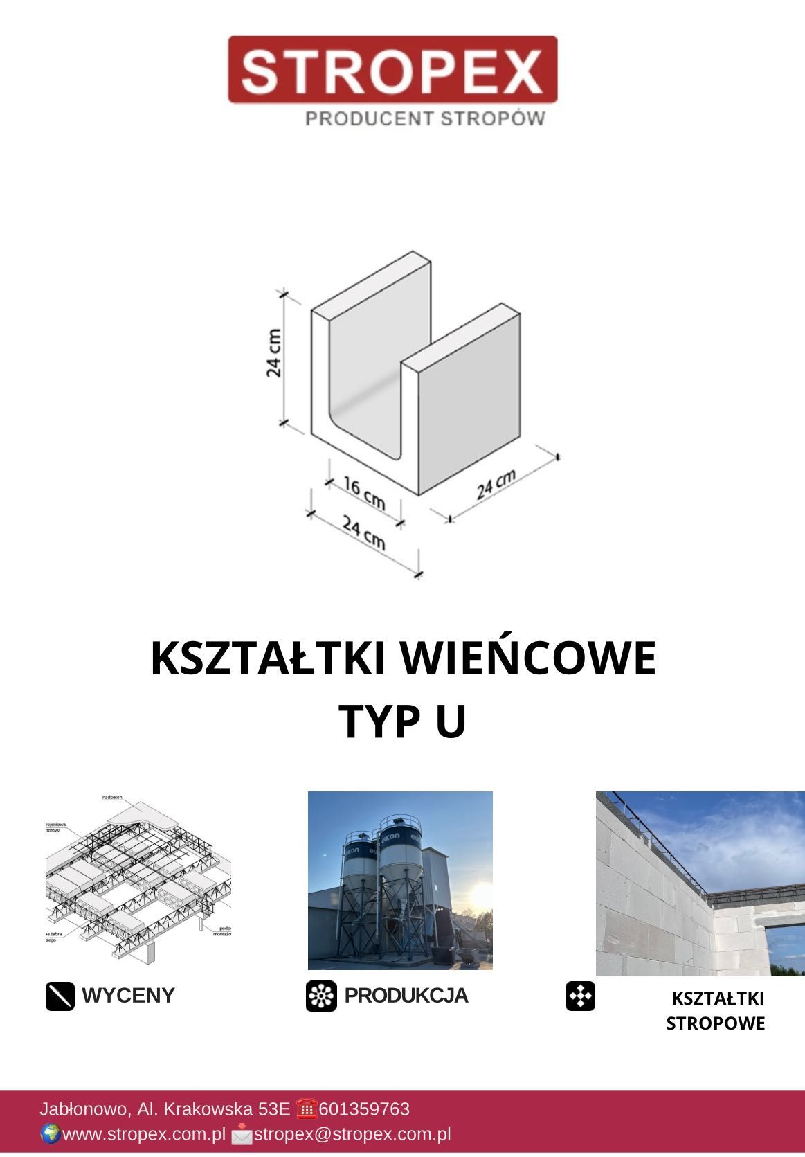 Kształtka wieńcowa U pod murłatę