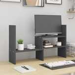Vidaxl Podstawka Na Monitor, Szara, (39-72)X17X43 Cm, Drewno Sosnowe