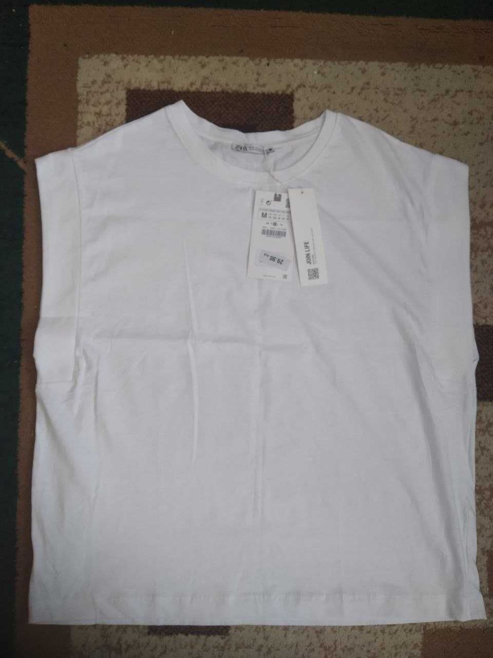 Біла  футболка топ Зара Zara модна р М оверсайз