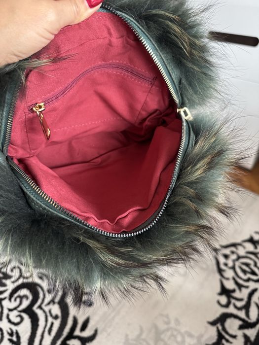 Torebka kolor zielony szmaragdowy futerko naturalne Premium