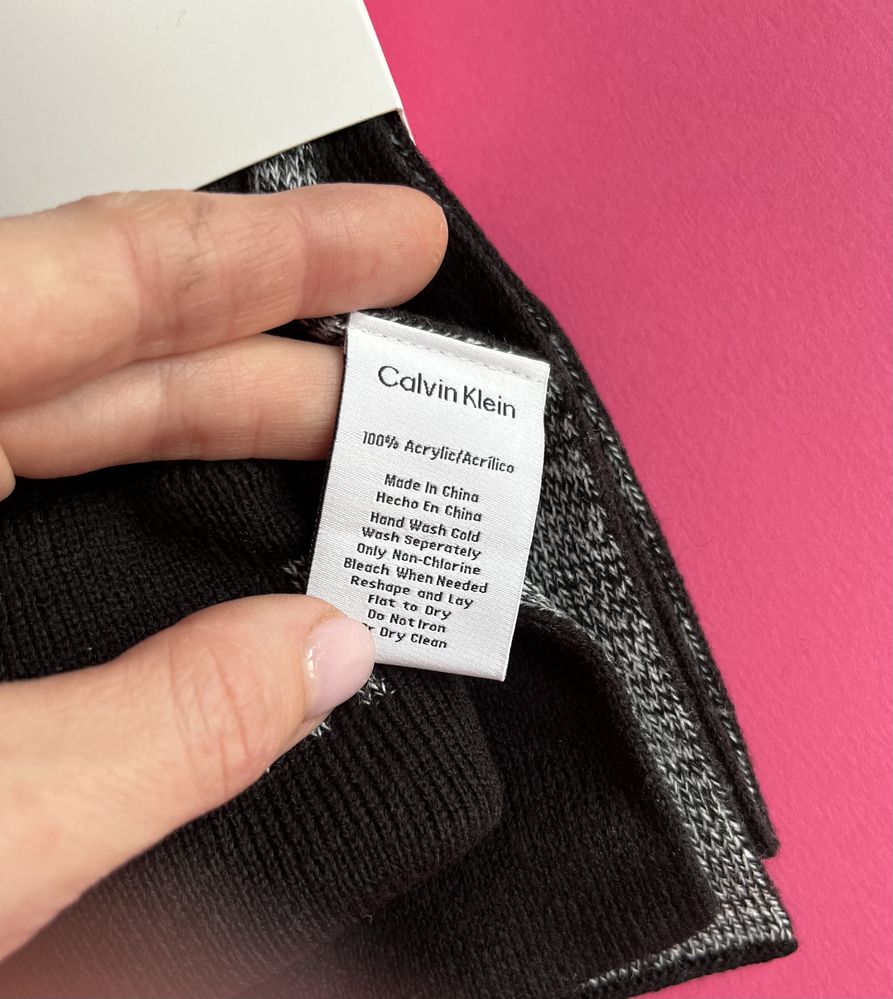 набір шапка бини шарф Calvin Klein, чорна шапка