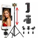STATYW TRIPOD + uchwyt na telefon aparat + głowica 210 cm wysoki czarn