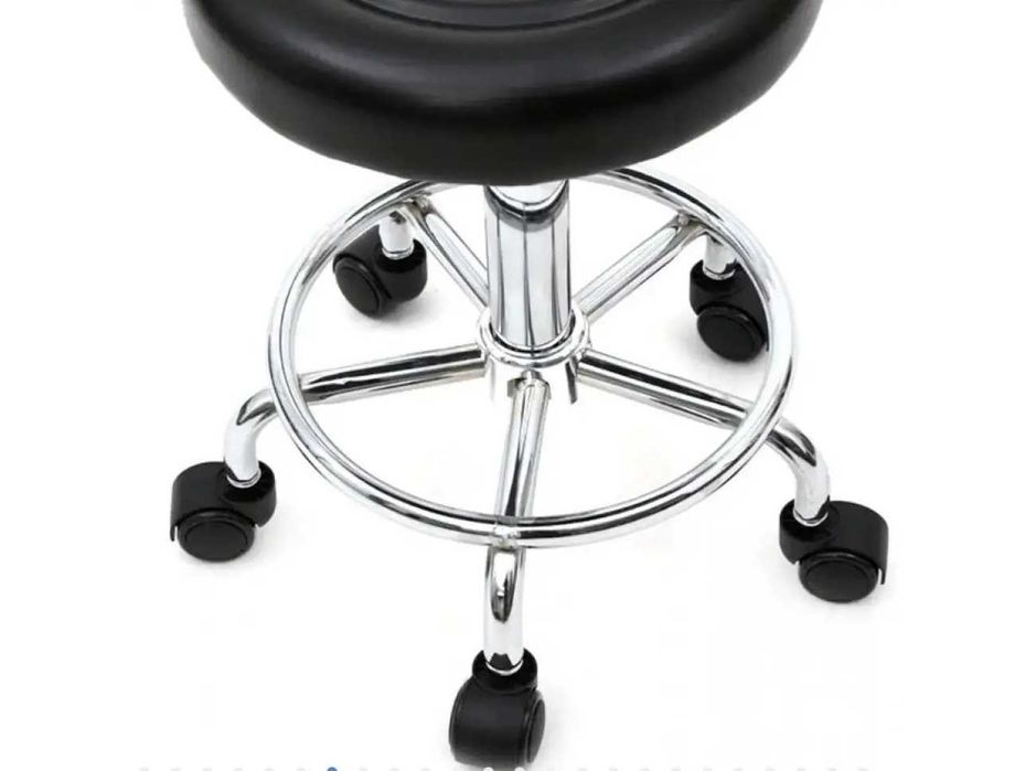 Круглое кресло со спинкой на колесиках / Стул табурет для мастера