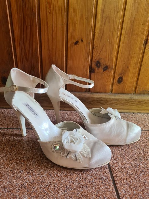 Buty ślubne, śmietankowe,muślin, wysoki obcas, roz. 38 Growikar