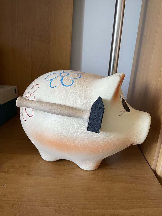 Duża świnka skarbonka XXXL z młotkiem