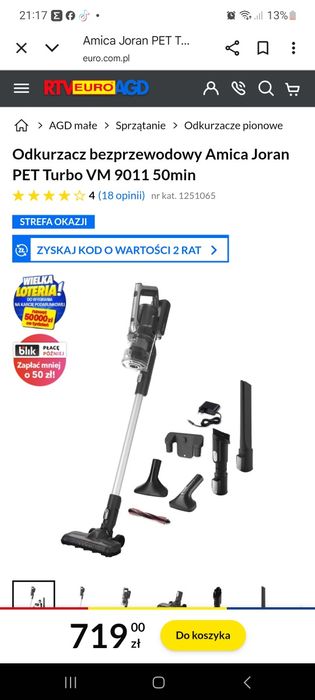Odkurzacz bezprzewodowy amica amica vm 9012 joran turbo