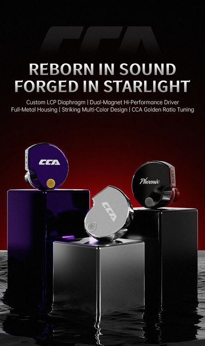 Новинка! Hi-Fi навушники CCA Phoenix, DD LCP 10 mm Blue mic +ПОДАРУНОК