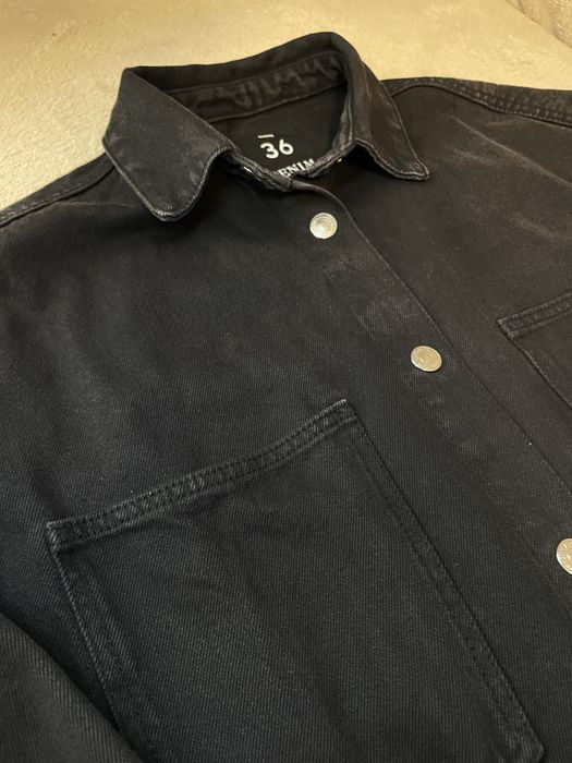 Джинсова куртка/сорочка чорного-сірого кольору, розмір 36 (від s до l)