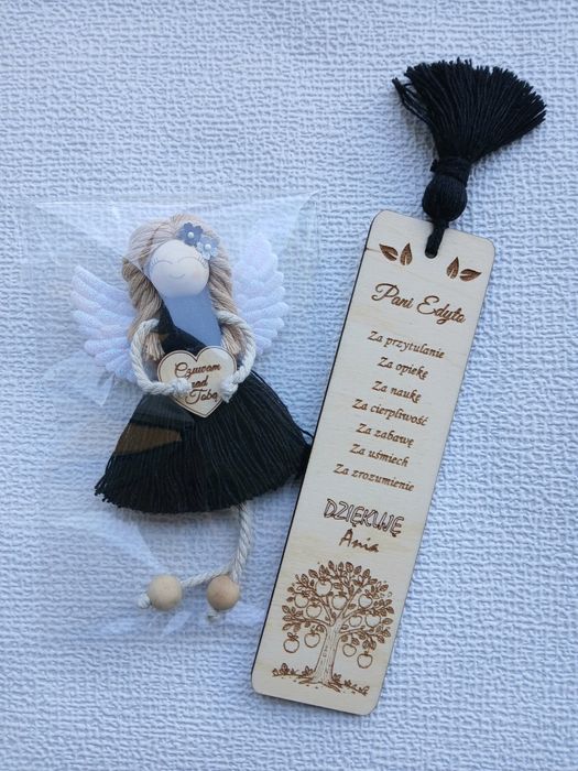 Upominek na dzień nauczyciela aniołek magnes i zakładka do książki