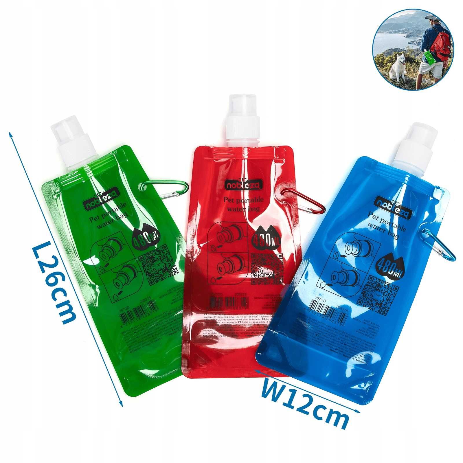 BUTELKA NA wodę DLA PSA KOTA miękka składana BIDON turystyczny 480 ml