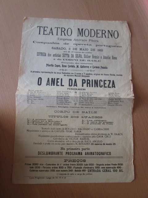 folhetos programas antigos Teatro anos 10 - anos 20