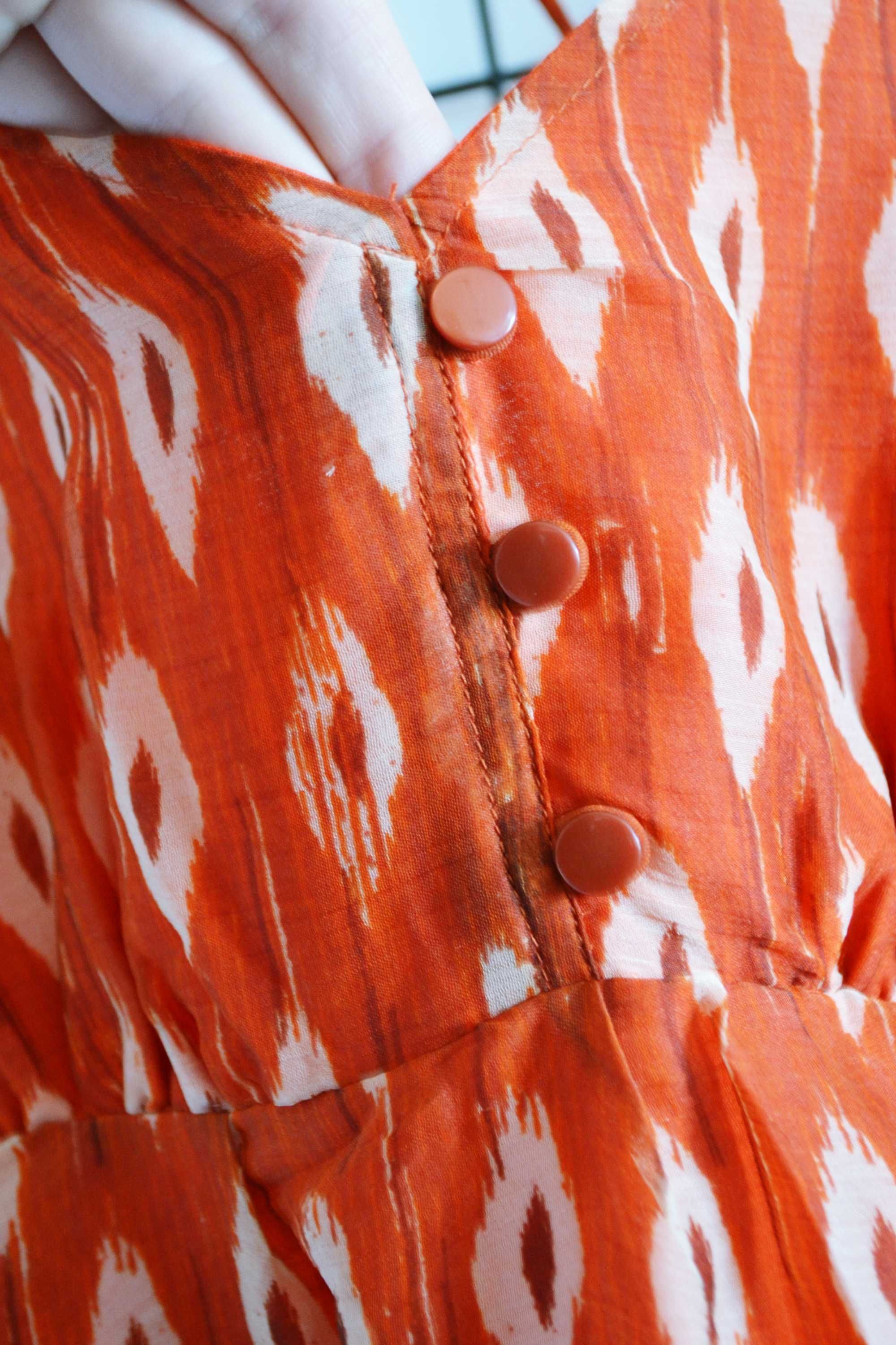 Sukienka boho letnia pomarańczowa hippie Promod maxi XL długa