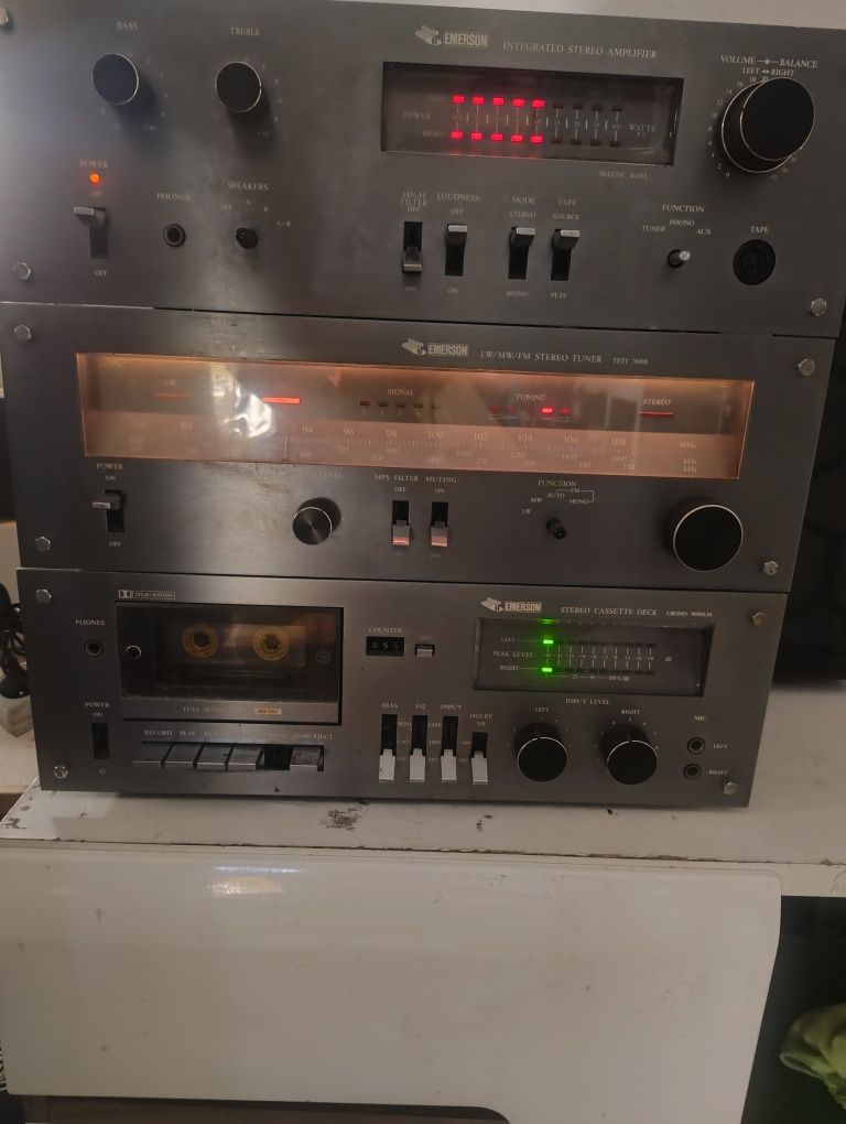 Wieża Emerson wzmacniacz 6335L tuner TETI 7800L Magnetofon 9000LM