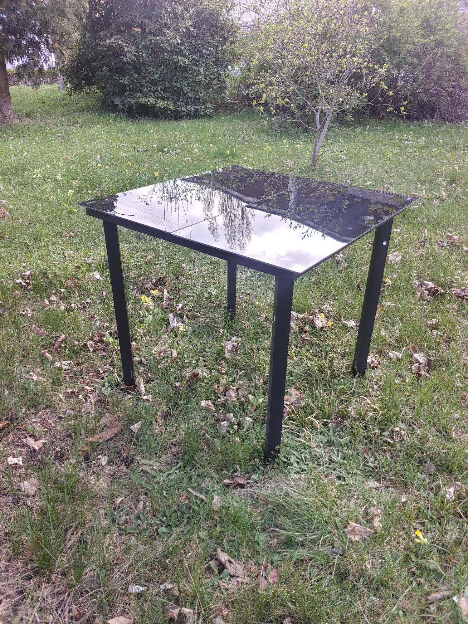 Stolik ogrodowy czarny 80x80