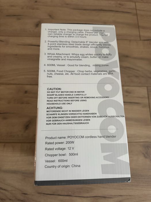 Poyocom Bezprzewodowy Blender Ręczny Z Pojemnikiem