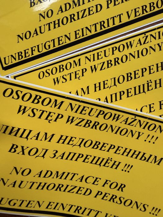 Nieupoważnionym osobom wstęp wzbroniony nalepki bhp