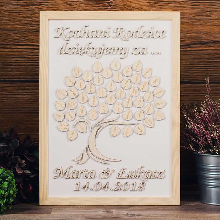 Podziękowanie dla rodziców obraz drzewo  - DREWNIANA