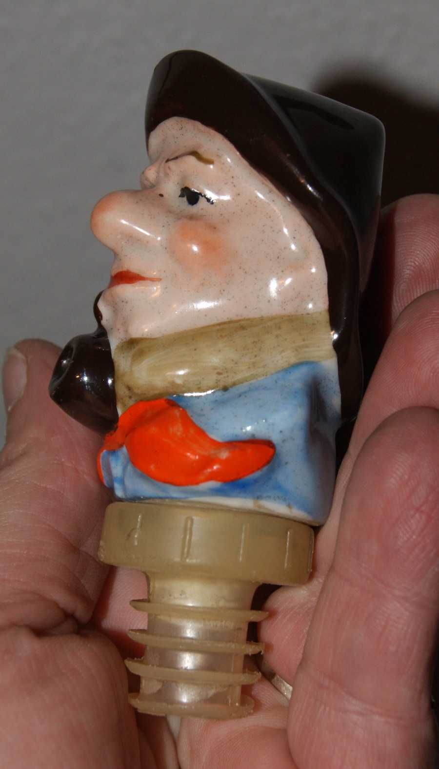 Stary porcelanowy korek do butelki Marynarz ręcznie malowany