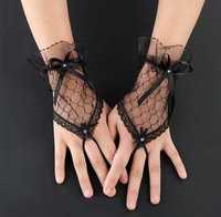 Delikatne czarne rękawiczki tiulowe na jeden palec Nowe