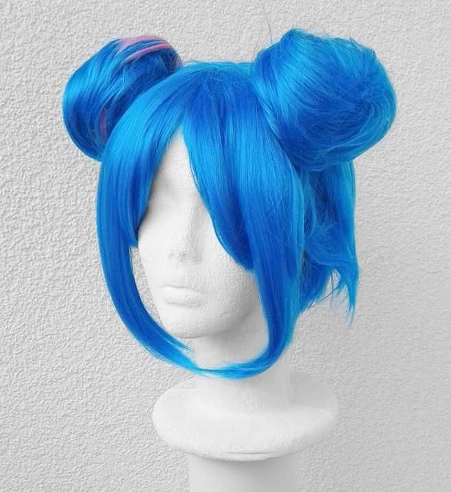 Jinx Powder Arcane peruka niebieska z koczkami krótka cosplay wig