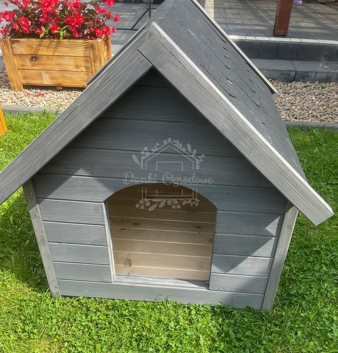 Buda dla psa Rozmiar "XL"- Grafit - Dach dwuspadowy ID837