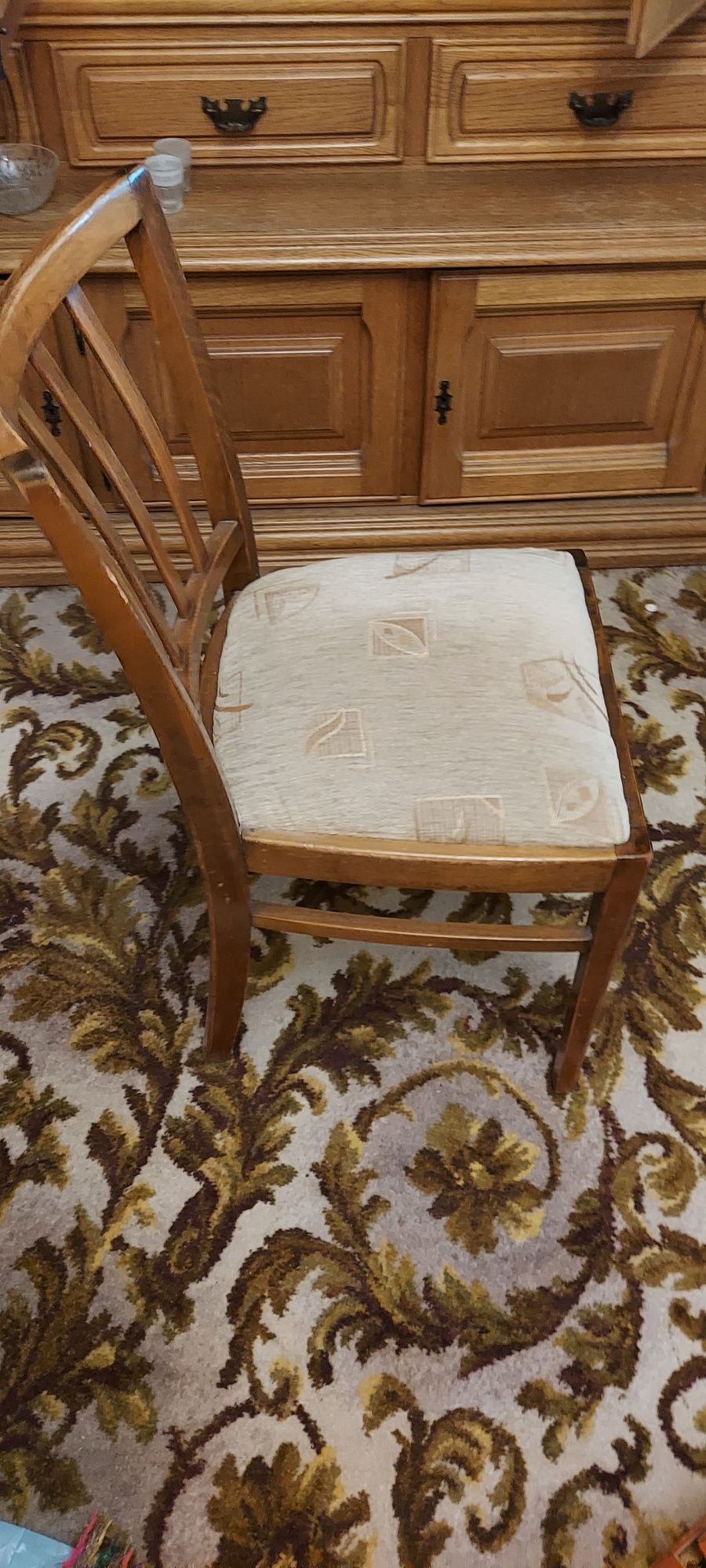 Zestaw 2 szafek z litego drewna i stół z 4 krzesłami - Vintage